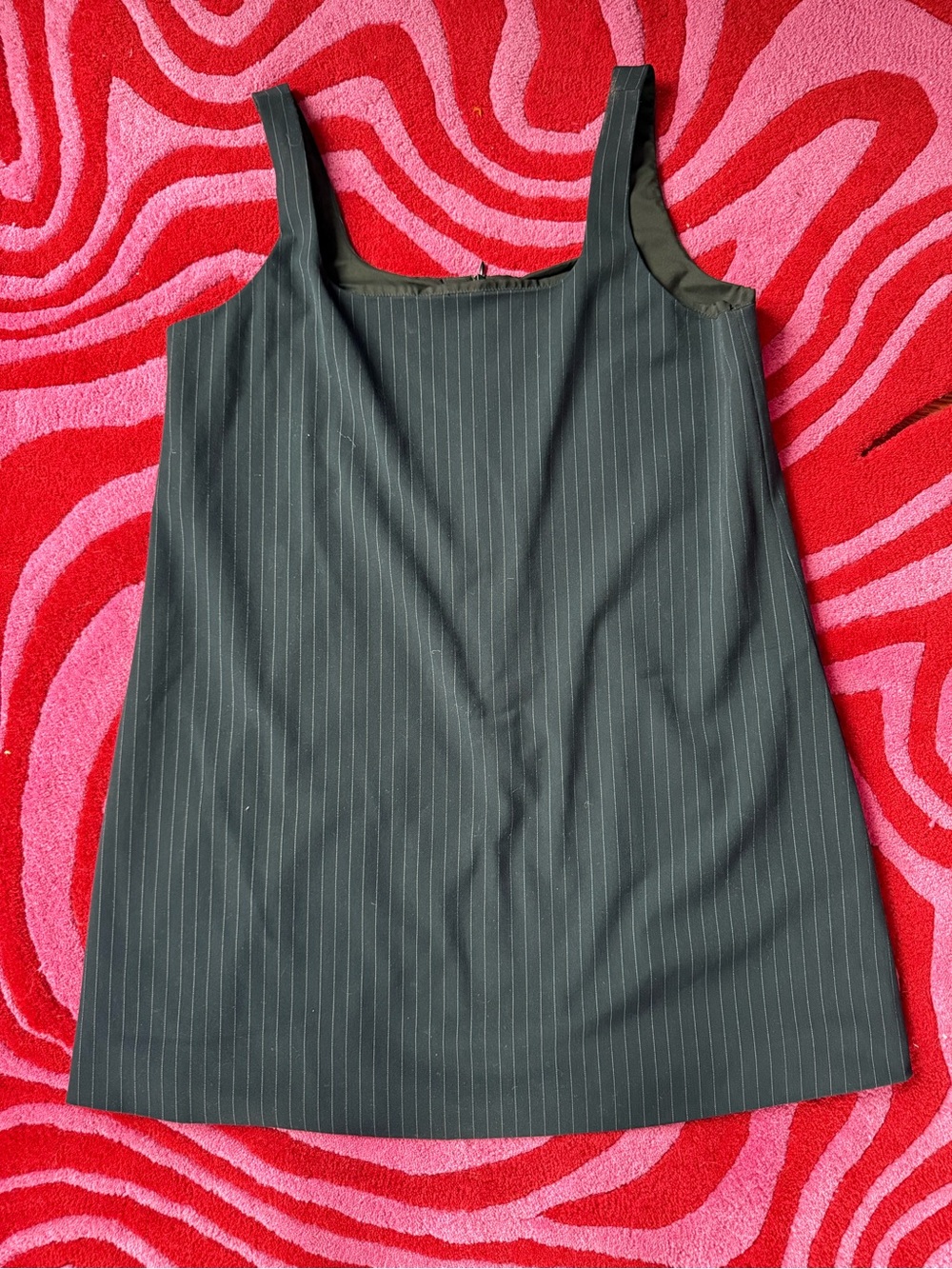AiiRZ Navy Blue Pinstripe Mini Dress Square Neck Size L